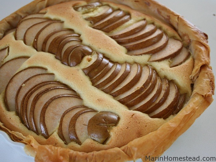 Frangipane Pear Tarte (with Phyllo Crust or Pate Brisee)