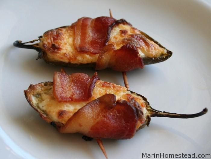 Cheese Stuffed Jalapeno Peppers Wrapped in Bacon